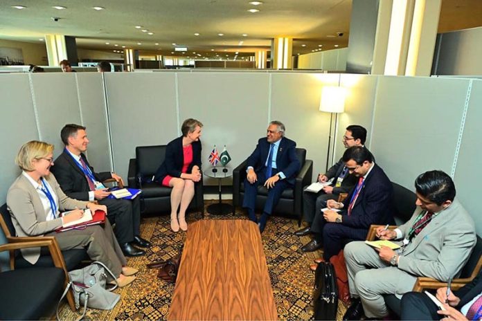 Deputy Prime Minister and Foreign Minister Senator Mohammad Ishaq Dar meets with the UK’s Foreign Secretary, Rt Hon Yvette Cooper , on the sidelines of 80th UNGA seession