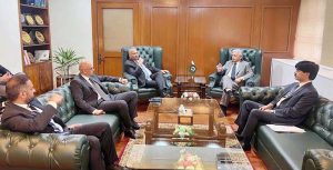 Federal Minister for National Food Security & Research, Rana Tanveer Hussain, chairing a high-level meeting with CEO Fauji Fertilizer Company, Jahangir Piracha to discuss fertilizer pricing, availability and farmer relief measures