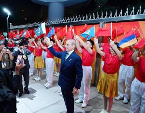 Prime Minister Muhammad Shehbaz Sharif is being given warm welcome at Beijing's South Railway Station.