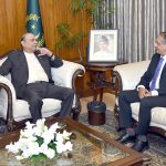 President Asif Ali Zardari in a meeting with Altamash Wazir Khan, Ambassador-designate to Kyrgyz Republic, at Aiwan-e-Sadar.