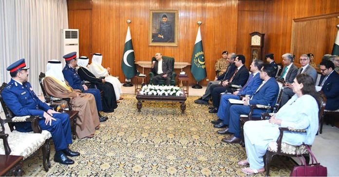 President Asif Ali Zardari in a meeting with Bahrain’s Interior Minister, General Sheikh Rashid Bin Abdulla Al Khalifa, at Aiwan-e-Sadr