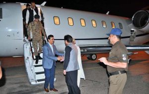 Acting President Syed Yousuf Raza Gilani arrives for two-day visit to flood-affected areas