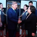 Prime Minister Muhammad Shehbaz Sharif is being received by member of Standing Committee of National People's Congress Ms. Wang Hong at Beijing's South Railway Station.