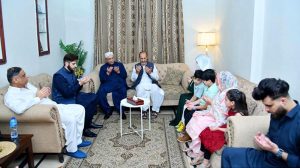 President Asif Ali Zardari visiting the residence of Major Syed Moiz Abbas Shah Shaheed
