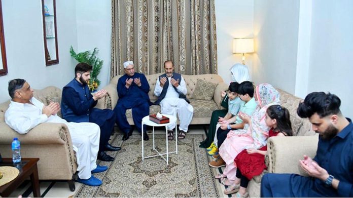 President Asif Ali Zardari visiting the residence of Major Syed Moiz Abbas Shah Shaheed