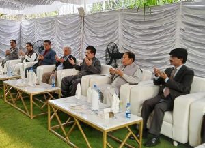 Federal Minister for National Food Security & Research, Rana Tanveer Hussain offering condolences to former Senate Chairman Sadiq Sanjrani at his residence over the demise of his father
