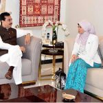 Chairman Senate, Syed Yousaf Raza Gilani in a meeting with AR. Siti Rozaimeriyanty Dato Haji Abdul Rahman, Secretary General of the Asean Inter-Parliamentary Assembly (AIPA), at his residence