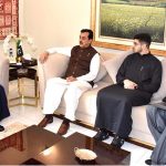 Chairman Senate, Syed Yousaf Raza Gilani, in a meeting with Al-Sheikh Al-Sayyid Afeefudin Al-Jailani, Custodian of the Shrine of Sheikh Abdul Qadir Al-Jailani (RA)
