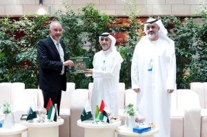 Ambassador Faisal Niaz Tirmizi expressing appreciation to Mr. Sultan Mohamed Alkaram, Mr. Eisa Jaber Al Kuwaiti, and the medical team of Sheikh Tahnoon bin Mohammed Medical City and Salma Rehabilitation Center, Al Ain, for their professionalism and compassionate care