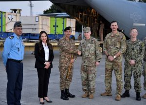US ARCENT humanitarian assistance: 1st flight carrying relief consignments for flood affected people lands