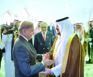 Prime Minister Muhammad Shehbaz Sharif departs Riyadh for Islamabad. Deputy Governor Riyadh Prince Mohammed bin Abdulrehman bin Abdulaziz seeing off Prime Minister and Pakistani delegation at King Khalid International Airport.