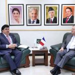 Minister of State for Religious Affairs and Inter-Faith Harmony Kheeal Das Kohistani in a meeting with Ambassador of France to Pakistan Nicolas Galey.