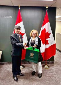 High Commissioner Muhammad Saleem called on the MP Ms. Lena Metlege Diab, Minister of Immigration, Refugees and Citizenship Canada (IRCC).