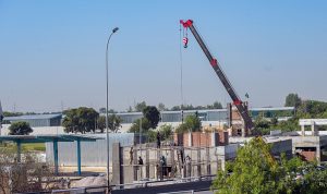 Laborers busy at work as the Capital Development Authority (CDA) constructs a bus charging station in H-8, part of a broader initiative to expand the electric bus network in the Federal Capital.