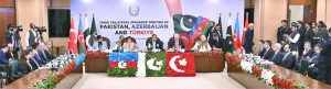 Speaker National Assembly Sardar Ayaz Sadiq chairing the Executive Meeting of the Speakers of Parliament with Speaker of the Grand National Assembly of Turkiye Numan Kurtulmus and Speaker of the Milli Majlis of Azerbaijan Ms. Sahiba Gafarova at Parliament House