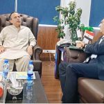 Federal Minister for Maritime Affairs Muhammad Junaid Anwar Chaudhry talking to Egypt's Ambassador, Dr. Ihab Mohamed Abdelhamid Hassan who called on him