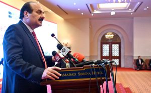 Federal Minister for Education and Professional Training Dr. Khalid Maqbool Siddiqui, addressing a Two-Day International Dialogue on "TVET in the shifting of Socio-Economic Pradigm" at local hotel.