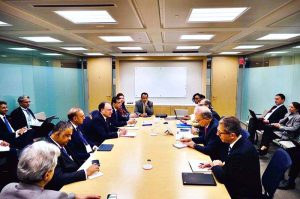 Federal Minister for Finance and Revenue Senator Muhammad Aurangzeb along with his delegation holding a key meeting with Mr. Jihad Azour, Director of the IMF's Middle East and Central Asia Department and his team
