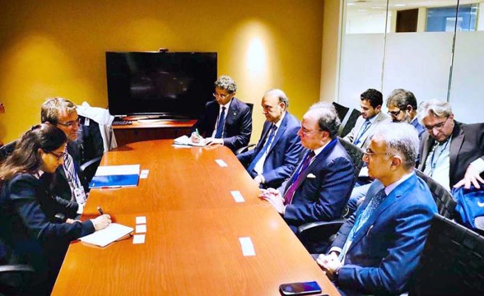 Federal Minister for Finance and Revenue Senator Muhammad Aurangzeb along with his team visiting the Washington D.C., to attend the annual meetings of the International Monetary Fund (IMF) and the World Bank (WB), met with representatives of Citi Bank comprising Milos Stefanovic, Managing Director Head of Public Sector Group UK, Europe and MEA and Jaya Dutt, Head of Markets MEA