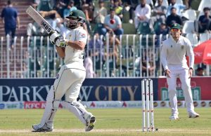 South Africa’s batter Ryan Rickelton plays a shot during the fourth day of the second Test match between Pakistan and South Africa at Rawalpindi Cricket Stadium.