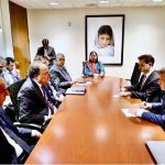 Federal Minister for Finance and Revenue Senator Muhammad Aurangzeb along with his team visiting the Washington D.C., to attend the annual meetings of the International Monetary Fund (IMF) and the World Bank (WB), met with representatives of Citi Bank comprising Milos Stefanovic, Managing Director Head of Public Sector Group UK, Europe and MEA and Jaya Dutt, Head of Markets MEA