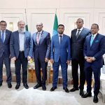 Federal Minister for Commerce Jam Kamal Khan arriving at Addis Ababa Bole International Airport, warmly received by H.E. Burhanu Tsegeye, Minister of State for Foreign Affairs and Abdul Hakim Mulu, Minister of State for Trade and Regional Integration of Ethiopia, along with Pakistani embassy officials, ahead of the 5th Pakistan-Africa Trade Development Conference and Single Country Exhibition