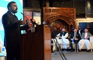 Chief Minister Balochistan, Sarfraz Ahmed Bugti addressing the participants during the three-day Balochistan Grand Tourism Festival at Lok Virsa.