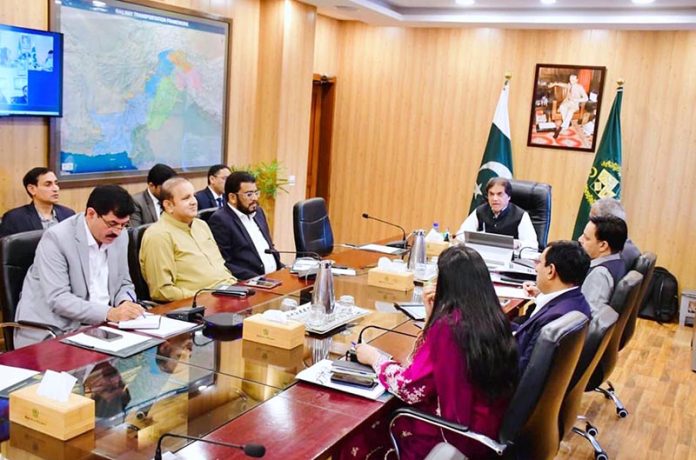 Federal Minister for Railways Muhammad Hanif Abbasi chairing a key meeting on Peshawar Division's operations, maintenance, anti-encroachment drive, cleanliness and passenger facilitation with an online briefing from the division
