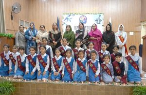 Parliamentary Secretary, Ministry of Federal Education and Professional Training, Ms. Farah Naz Akbar, confers medals to the newly elected office bearers during investiture ceremony of Student Council 2025-26 of Islamabad Model College for Girls I-10/4