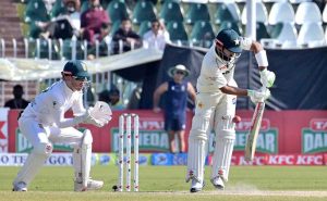 South Africa’s players celebrate after the run-out of Pakistani batter Shaheen Afridi during the fourth day of the second Test match between Pakistan and South Africa at Rawalpindi Cricket Stadium.