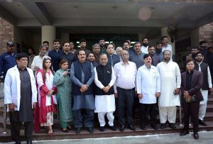 Provincial Minister for Labour and Human Resources Manshaullah Butt inaugurating the foundation stone of the Maryam Nawaz Wellness Center at the Social Security Hospital, Madina Town.