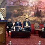 Ambassador of the Czech Republic to Pakistan, Ladislav Steinhübel addresses during a reception hosted by the Embassy of the Czech Republic in Islamabad to commemorate the Czech National Day and the 75th anniversary of diplomatic relations between the Czech Republic and Pakistan