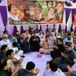 General Secretary PPP Larkana Division, Abdul Fattah Bhutto, along with other PPP district officials, offering Fateha on the 18th death anniversary of Karsaz Martyrs at Garhi Khuda Bakhsh.