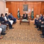 Acting President Syed Yousuf Raza Gilani meeting with Lord Shafaq Mohammad of Tinsley, Member of the House of Lords; former MEP Barrister Tanveer Hussain; and Chaudhary Mehboob Hussain at Aiwan-e-Sadr