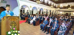 Prime Minister Muhammad Shehbaz Sharif addresses at the International Islamic University of Malaysia.