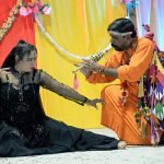 – Artists performing on the Stage during music function at Arts Council of Pakistan Larkana.