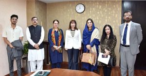 Senator Rubina Qaim Khani, Convener Pak-Greece Parliamentary Friendship Group, in a group photo with Ms. Eleni Porichi, Ambassador of Greece to Pakistan, at the Parliament House.