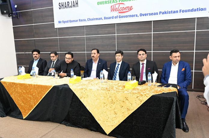 Chairman OPF Syed Qamar Raza, attended a Pakistani community event hosted by Mr. Khalid Hussain Chaudhry, President of Social Centre Sharjah which was attended by Hussain Muhammad, Consul General of Pakistan in Dubai, Community Welfare Attachés Mr. Imran Shahid, and Mr. Junaid Murtaza, as well as many community members