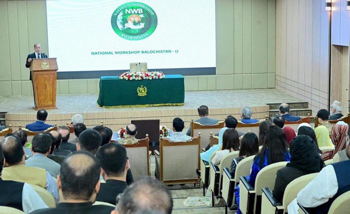 Prime Minister Muhammad Shehbaz Sharif addresses at National Balochistan Workshop Prime Minister Muhammad Shehbaz Sharif addresses at National Balochistan Workshop