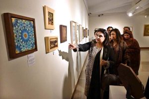 Chairperson of Benazir Income Support Programme (BISP), Senator Rubina Khalid, viewing artwork after inaugurating the exhibition “Sindhu Sur (Melody of Sindhu)” at PNCA. The exhibition, organized in collaboration with Nomad Gallery and curated by Nageen Hyat, celebrates the cultural and artistic spirit of Sindh, featuring a diverse group of talented artists