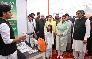 - Special Assistant to Chief Minister Punjab Salma Butt and Assistant Commissioner Sargodha Sherin Gull visiting different stalls during Agriculture exhibition organized by Chamber of Agriculture Pakistan at Arts Council Sargodha.