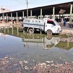A view of sewerage water accumulated at subzi mandi.