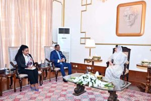 President of the China-Asia-Africa Trade Promotion Office, Ms. Hao, called on the First Lady of Pakistan, Bibi Aseefa Bhutto Zardari at Aiwan-e-Sadr.
