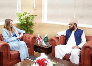 Federal Minister for Religious Affairs and Interfaith Harmony, Sardar Muhammad Yousaf, meets with the British High Commissioner to Pakistan, Ms. Jane Marriott