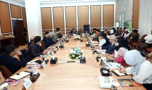 Editor-in-Chief of China International Communication Group, Gao Anming, and President of IPDS, Dr. Farhat Asif, presiding over a session titled “China-Pakistan Think Tank Dialogue 2025: Modernization Through Partnership – China and Pakistan in Global Governance” organized by IPDS and ACCWS at a local hotel.