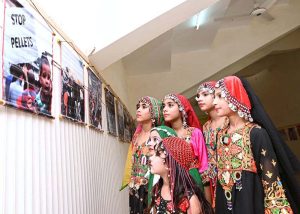 Additional Deputy Commissioner General Muhammad Abu Bakr Rana leads a walk organized at Sargodha Arts Council to mark Kashmir Black Day and express solidarity with the people of Indian Illegally Occupied Jammu and Kashmir.
