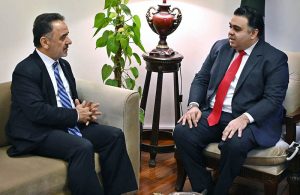 Turkish Ambassador Irfan Neziroglu calls on Fahd Haroon, Minister of State/Special Assistant to the Prime Minister on Public Communication and Digital Platforms.