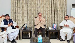 Prime Minister Muhammad Shehbaz Sharif offering Fateha for former Provincial minister Punjab, late Haji Irfan Ahmed Khan Daha at the residence of his son MNA Muhammad Khan Daha.