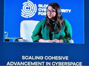 Federal Minister Ms. Shaza Fatima Khawaja at the Global Cyber Security Forum where she talked about how to harness the tech disruption and channel it towards security and innovation.