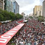 A large number of people participating in Gaza March on Sharah-e-Faisal organized by Jamaat-e-Islami